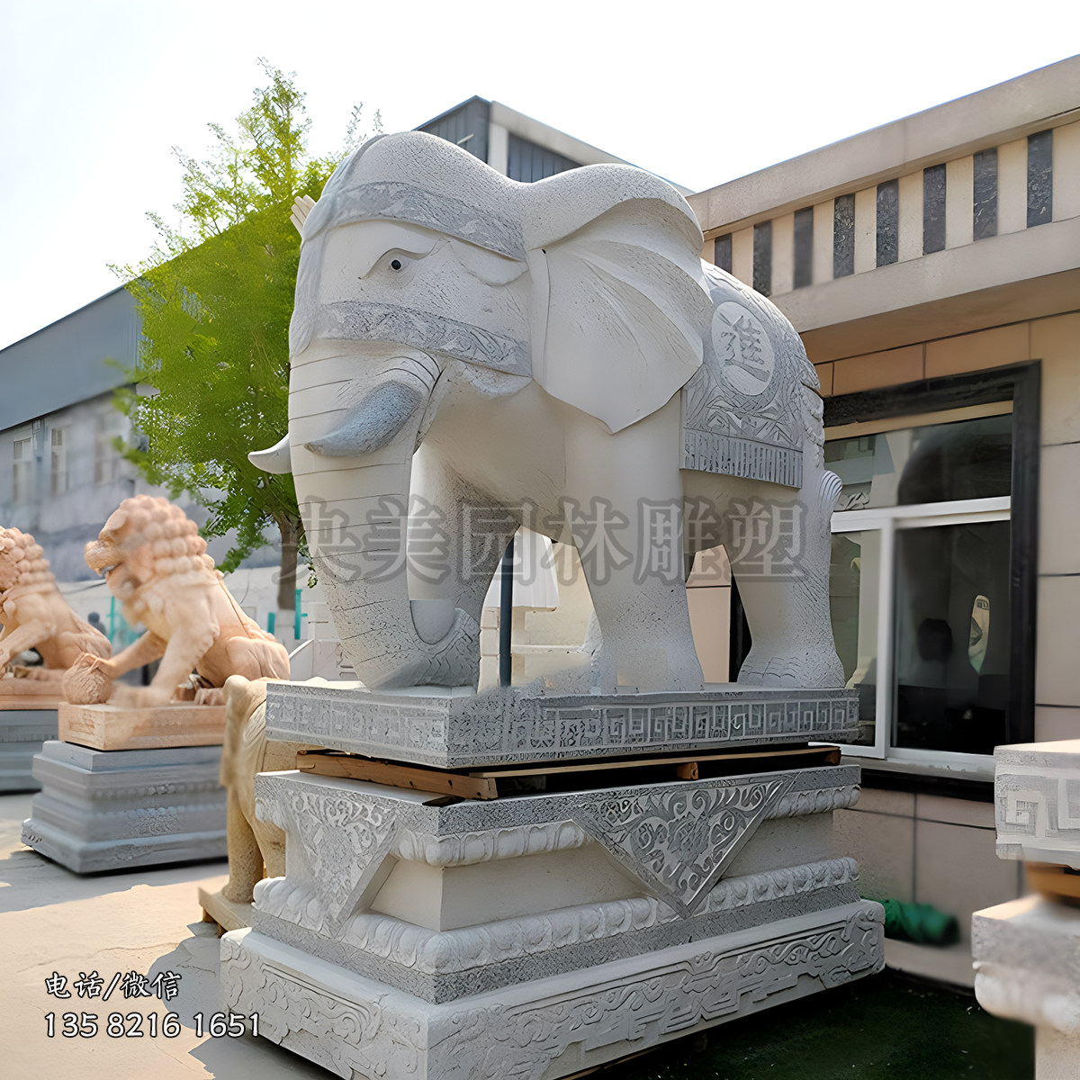 花崗巖招財(cái)大象石雕