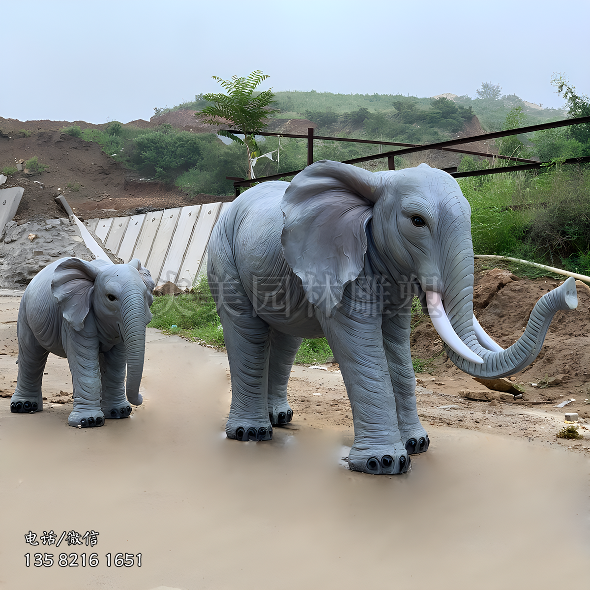林大型玻璃鋼仿真動物景觀大象雕塑