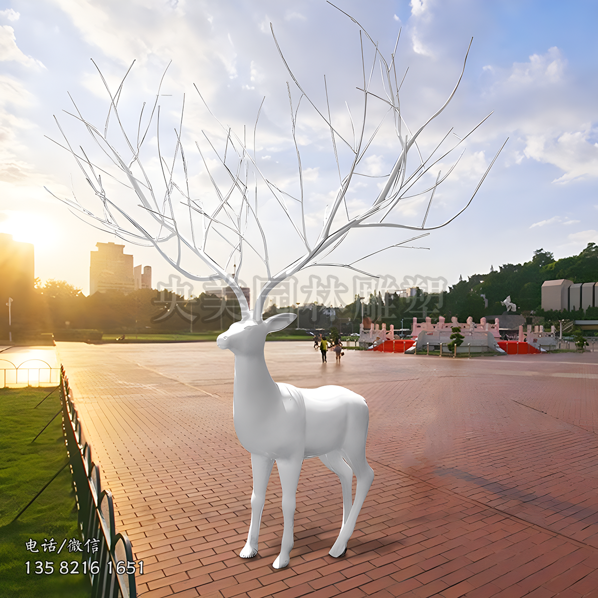 創意樹枝造型梅花鹿雕塑