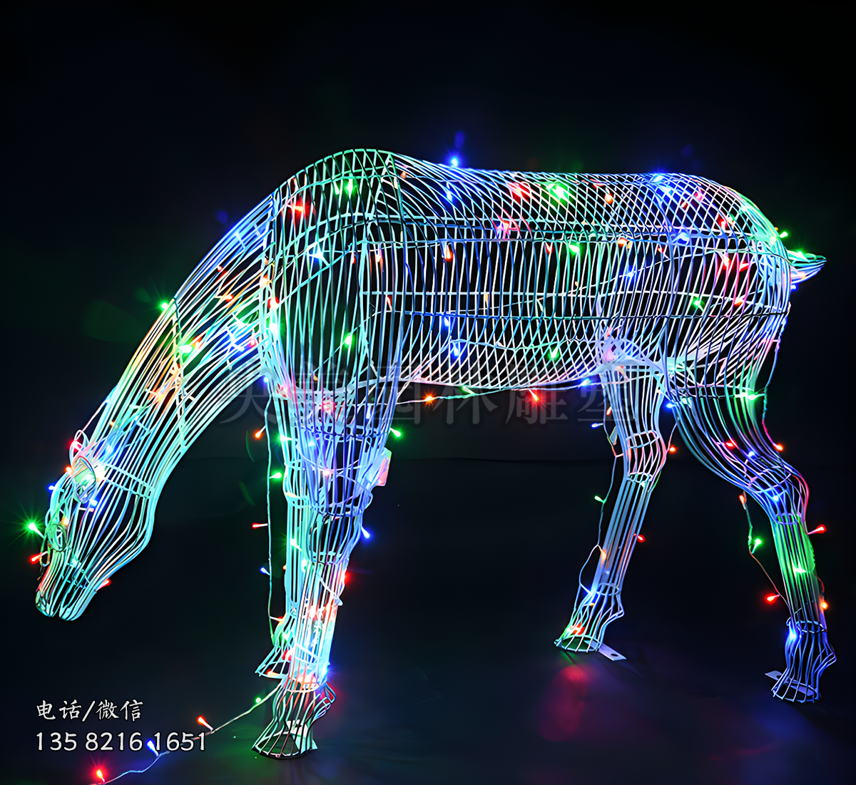 鐵藝網格發光梅花鹿雕塑