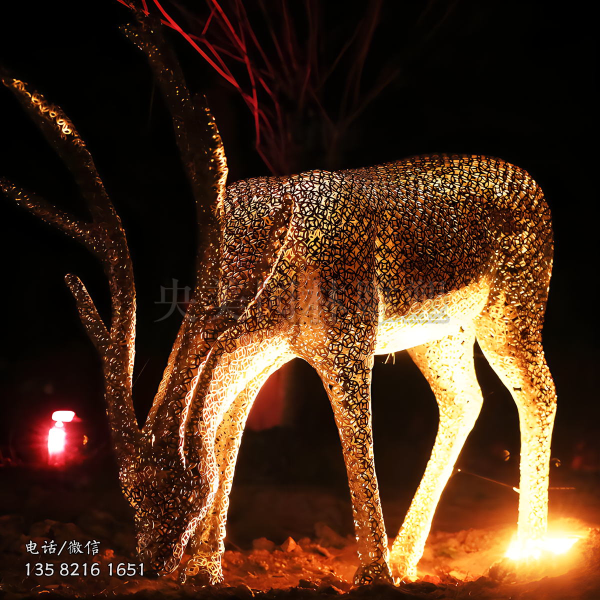 不銹鋼扣款發光梅花鹿雕塑擺件