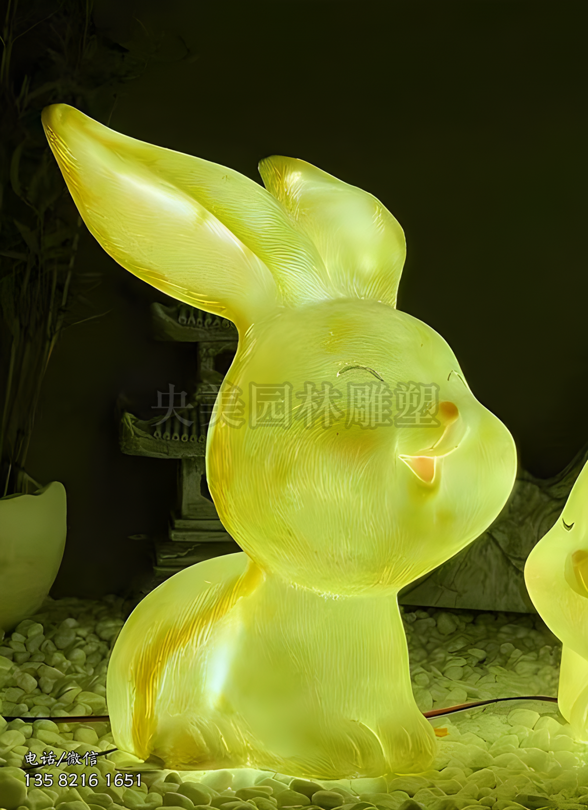 玻璃鋼透光發光兔子雕塑擺件