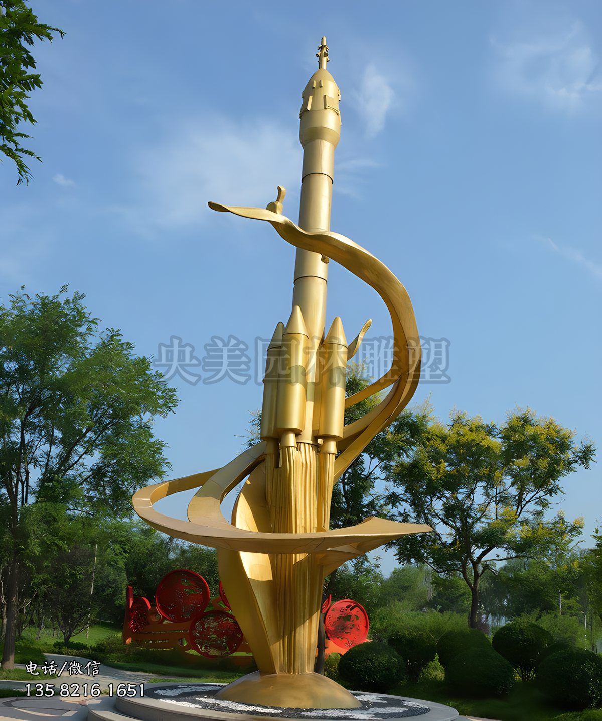 航天航空不銹鋼衛星景觀雕塑