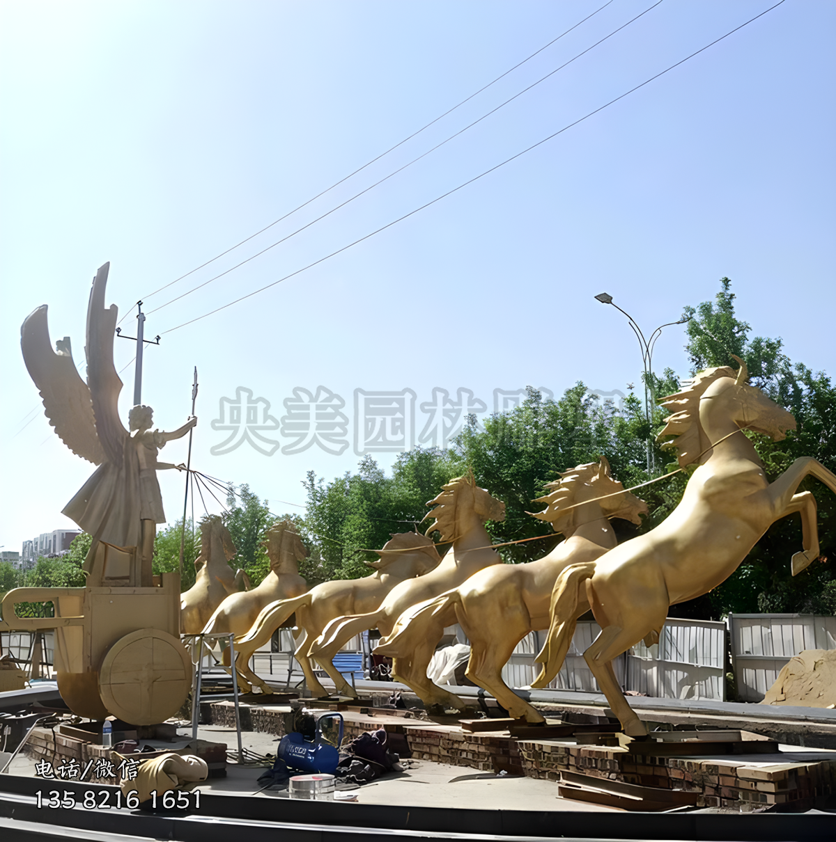 阿波羅戰車大型馬拉車景觀雕塑