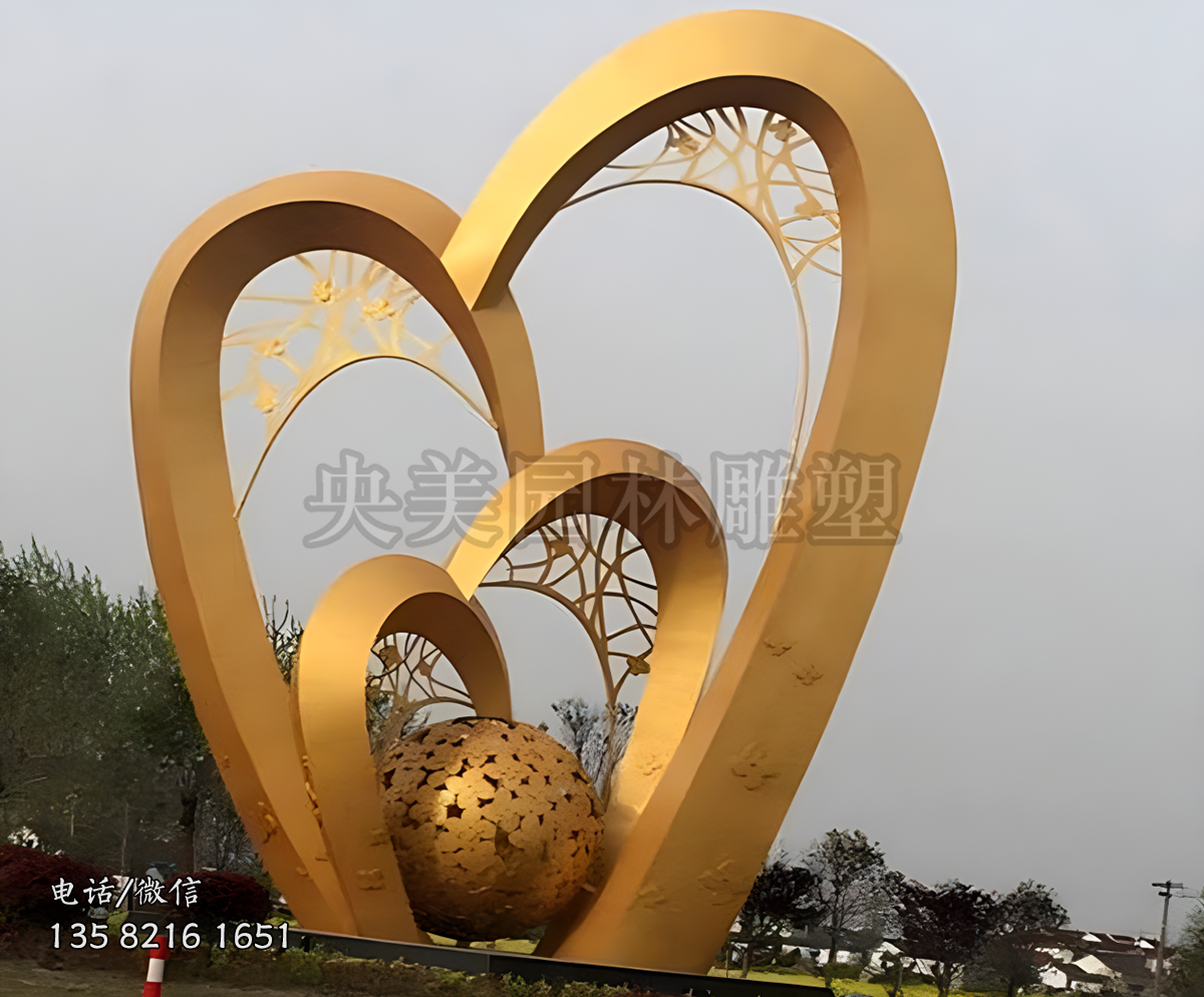 心型不銹鋼創意景觀雕塑