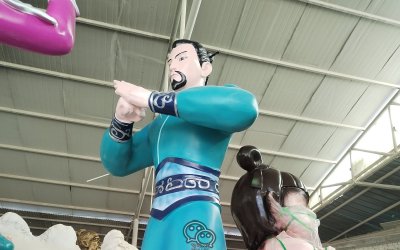 1.9米玻璃鋼李靖雕塑，盡顯神話風采