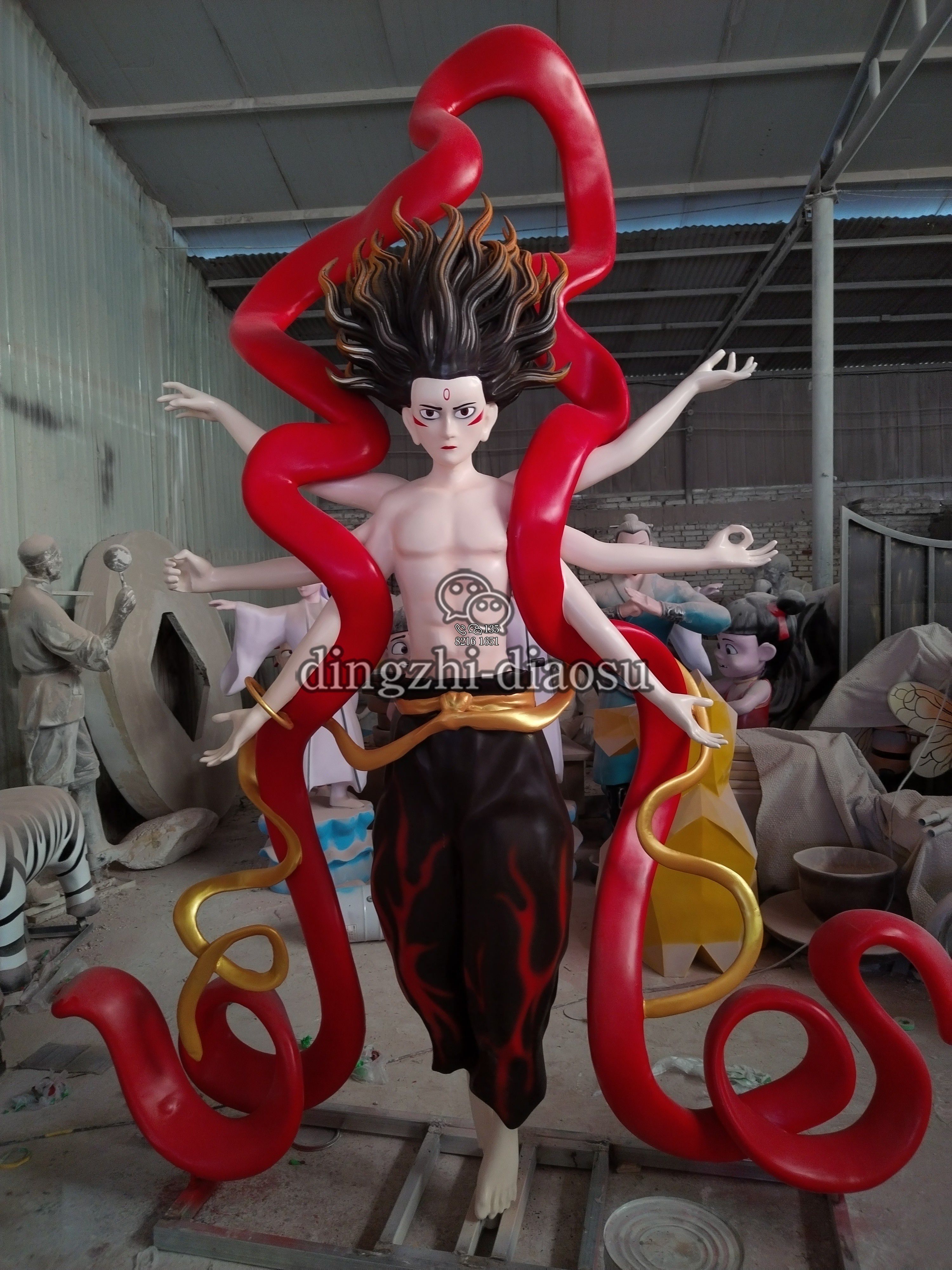 2.5米飄帶魔童哪吒玻璃鋼雕塑