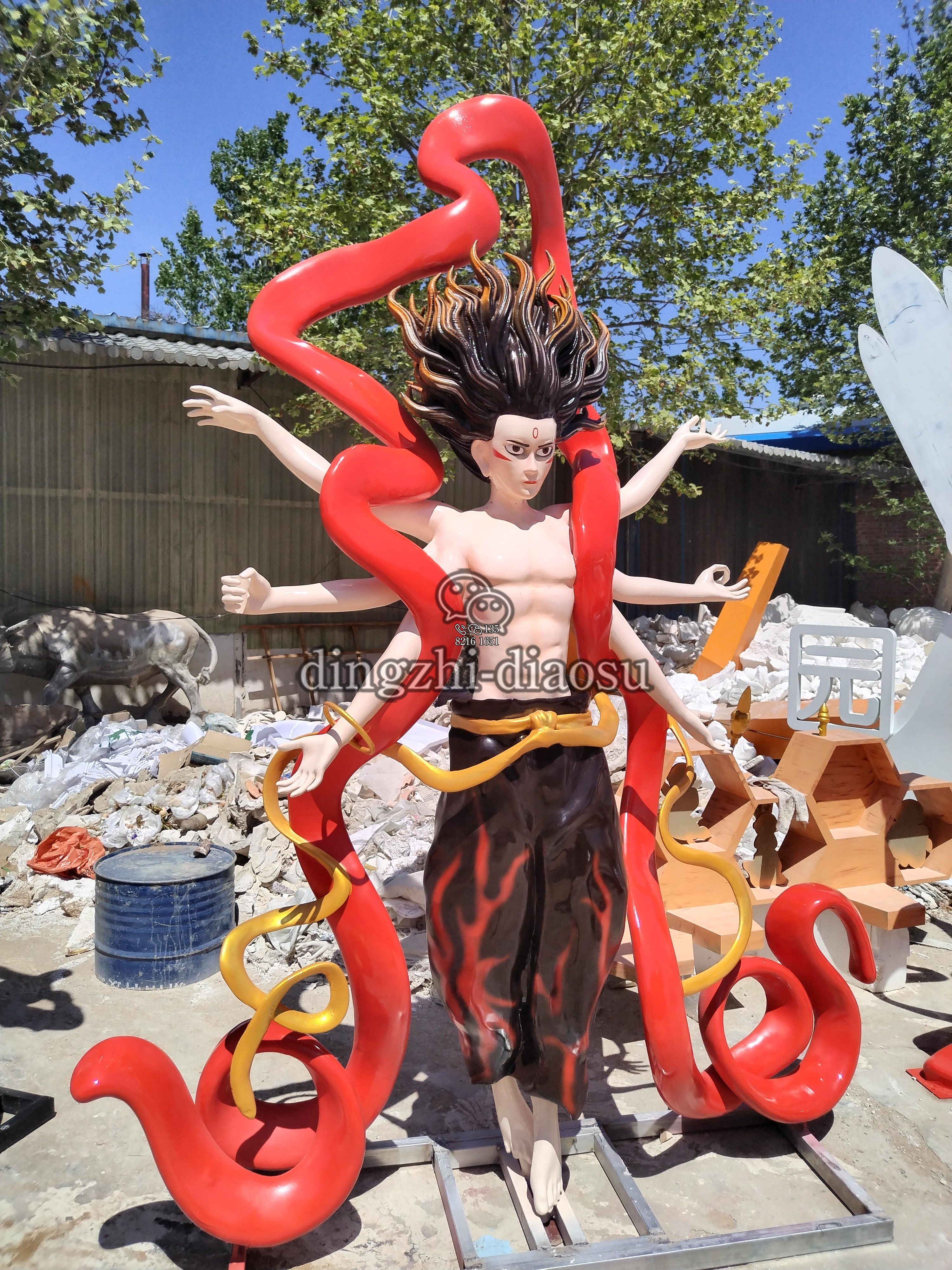 2.5米飄帶魔童哪吒玻璃鋼雕塑