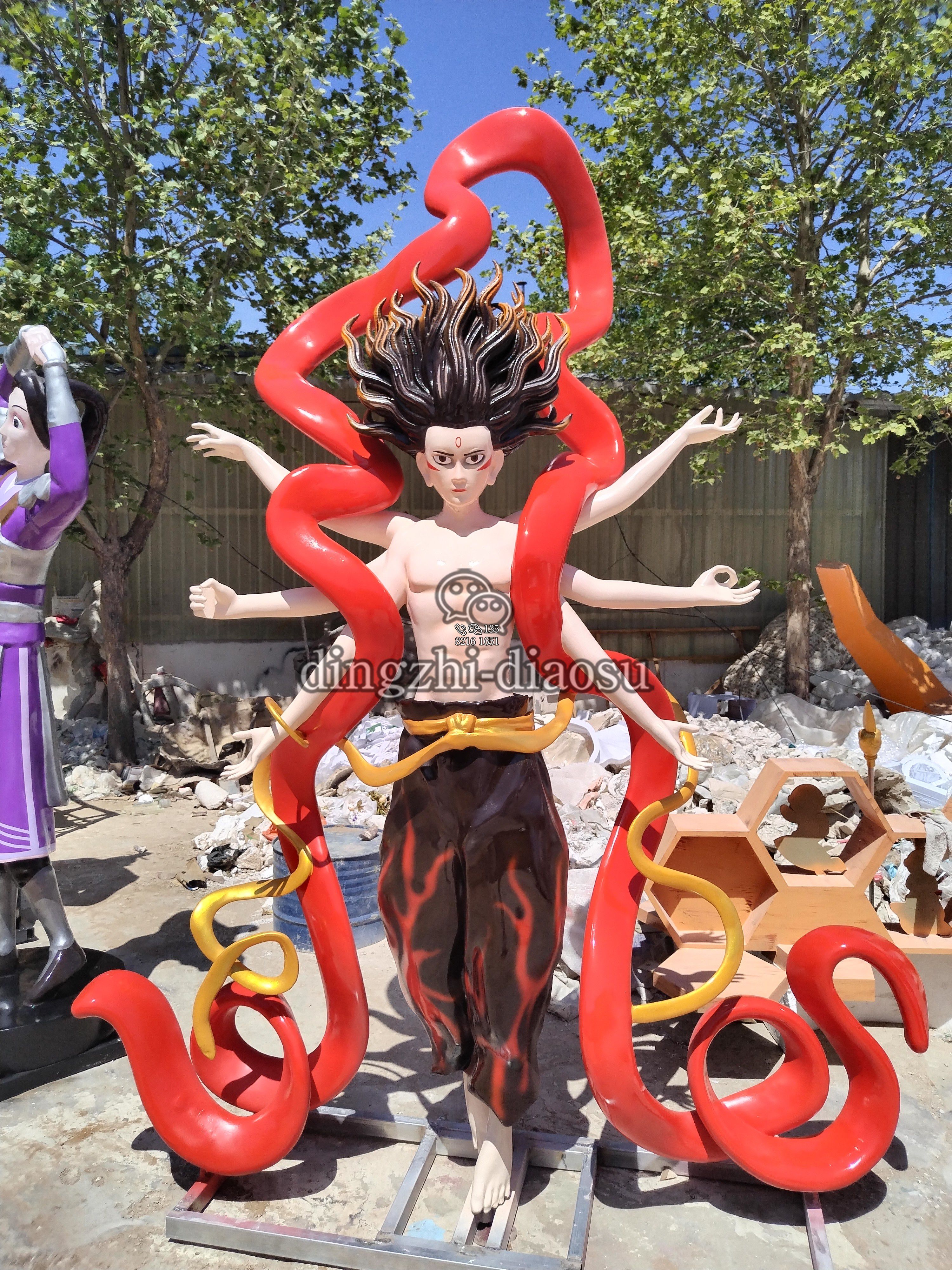 2.5米飄帶魔童哪吒玻璃鋼雕塑