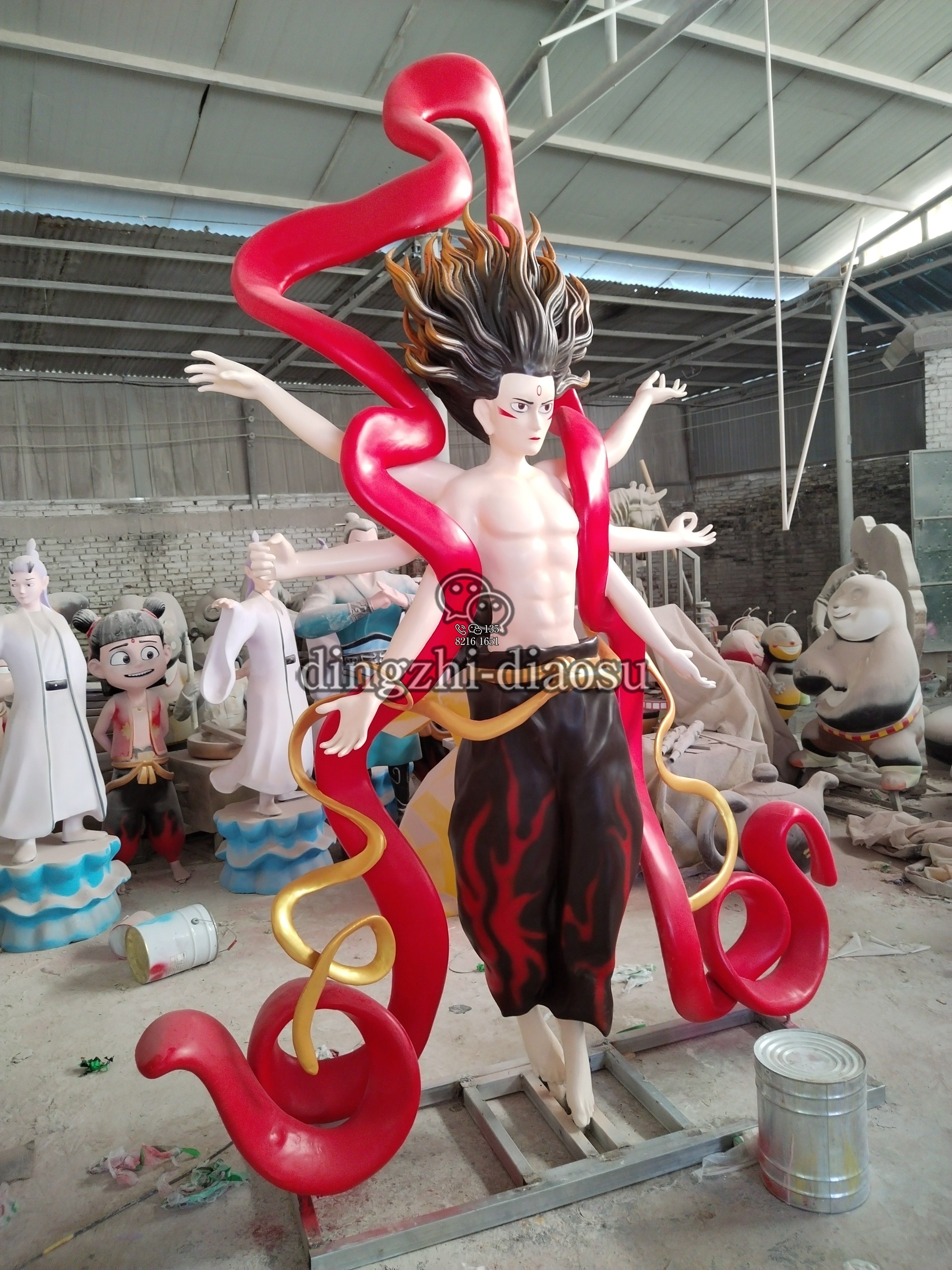 2.5米飄帶魔童哪吒玻璃鋼雕塑